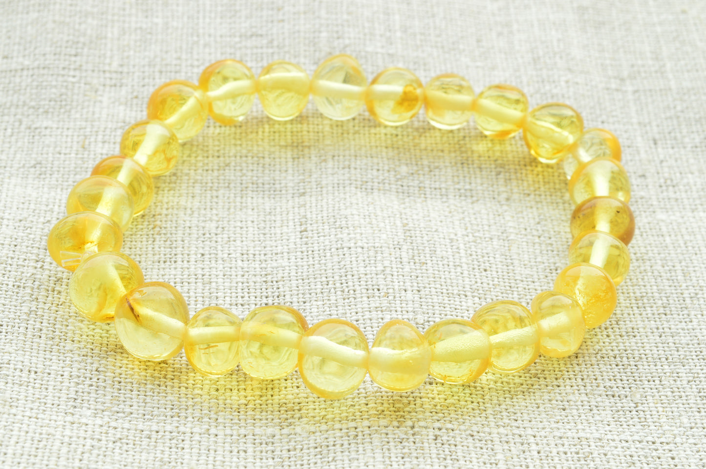 Natural baltic amber Polished_Baroque_beads_yellow_color_elastic_bracelet