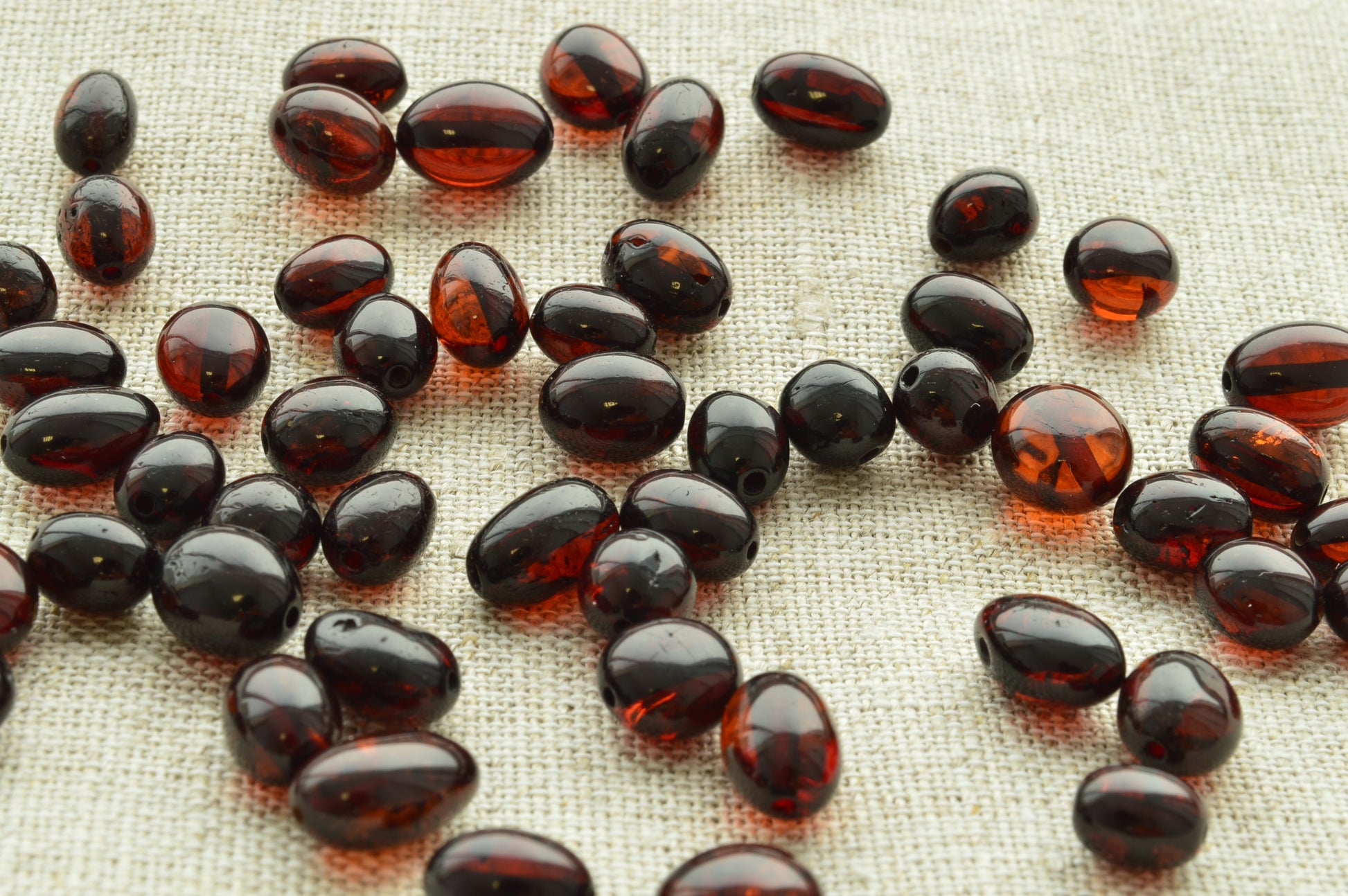 natural baltic amber loose beads polished oblong cherry