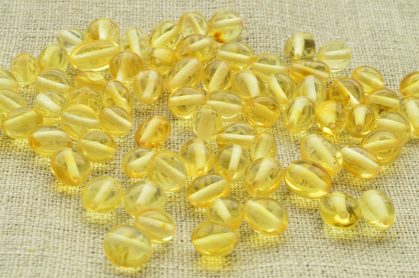 natural baltic amber loose beads polished olong lemon