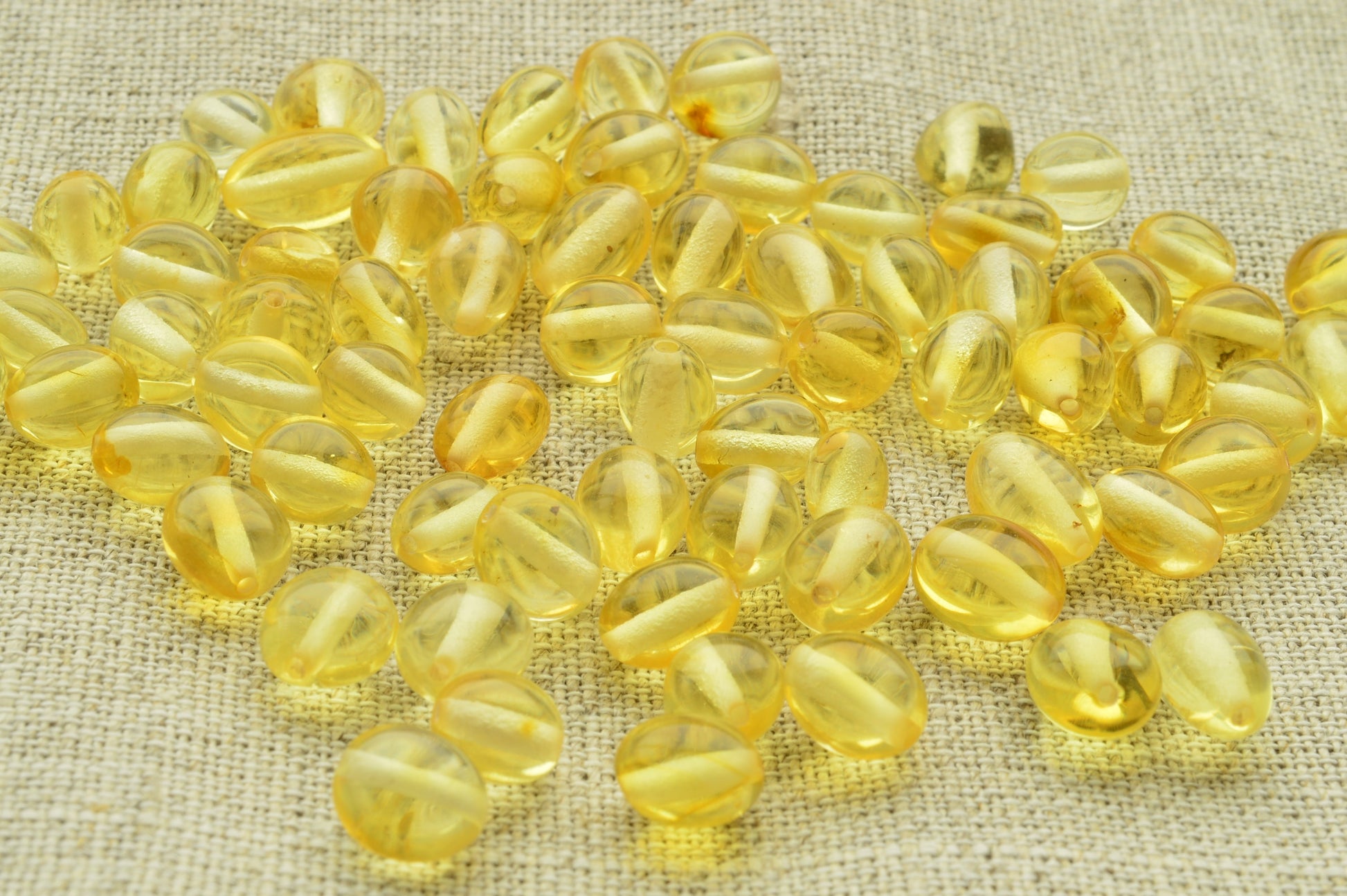 natural baltic amber loose beads polished olong lemon