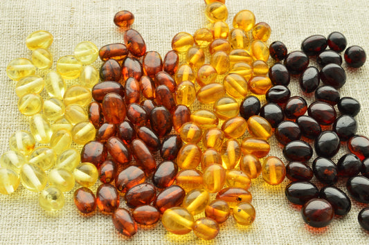 natural baltic amber loose beads polished olong mix